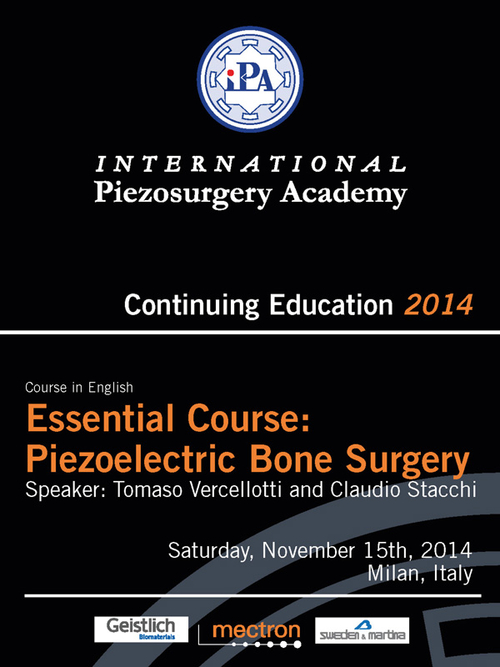 Cover Page of the flyer:
IPA Essential Course: Piezoelectric Bone Surgery